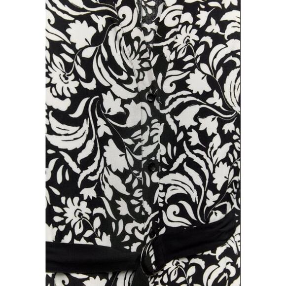 Zara Floral Printed Button Front Maxi Shirt Dress Black White Women's Size XL - Picture 3 of 7